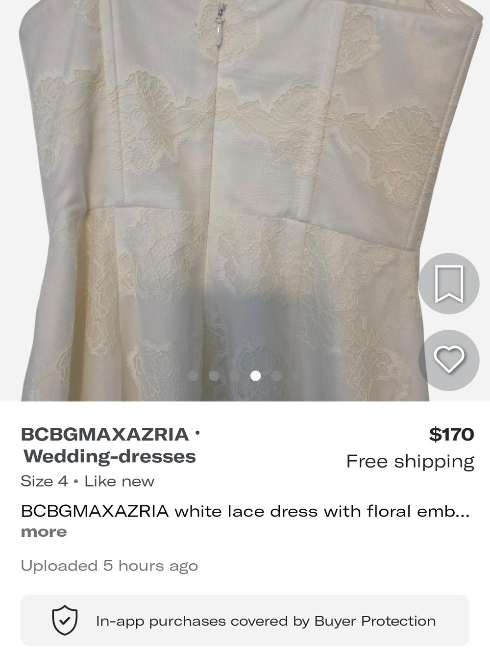 BCBGMaxAzria Ivory Lace Strapless Wedding Dress